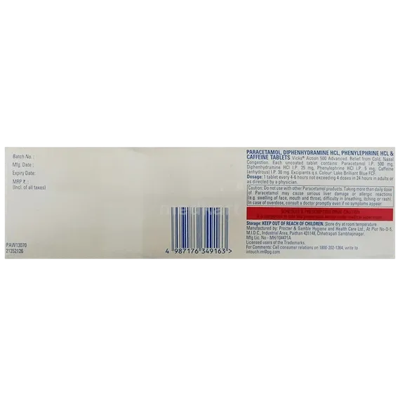 vicks action 500mg advanced tablet 10's